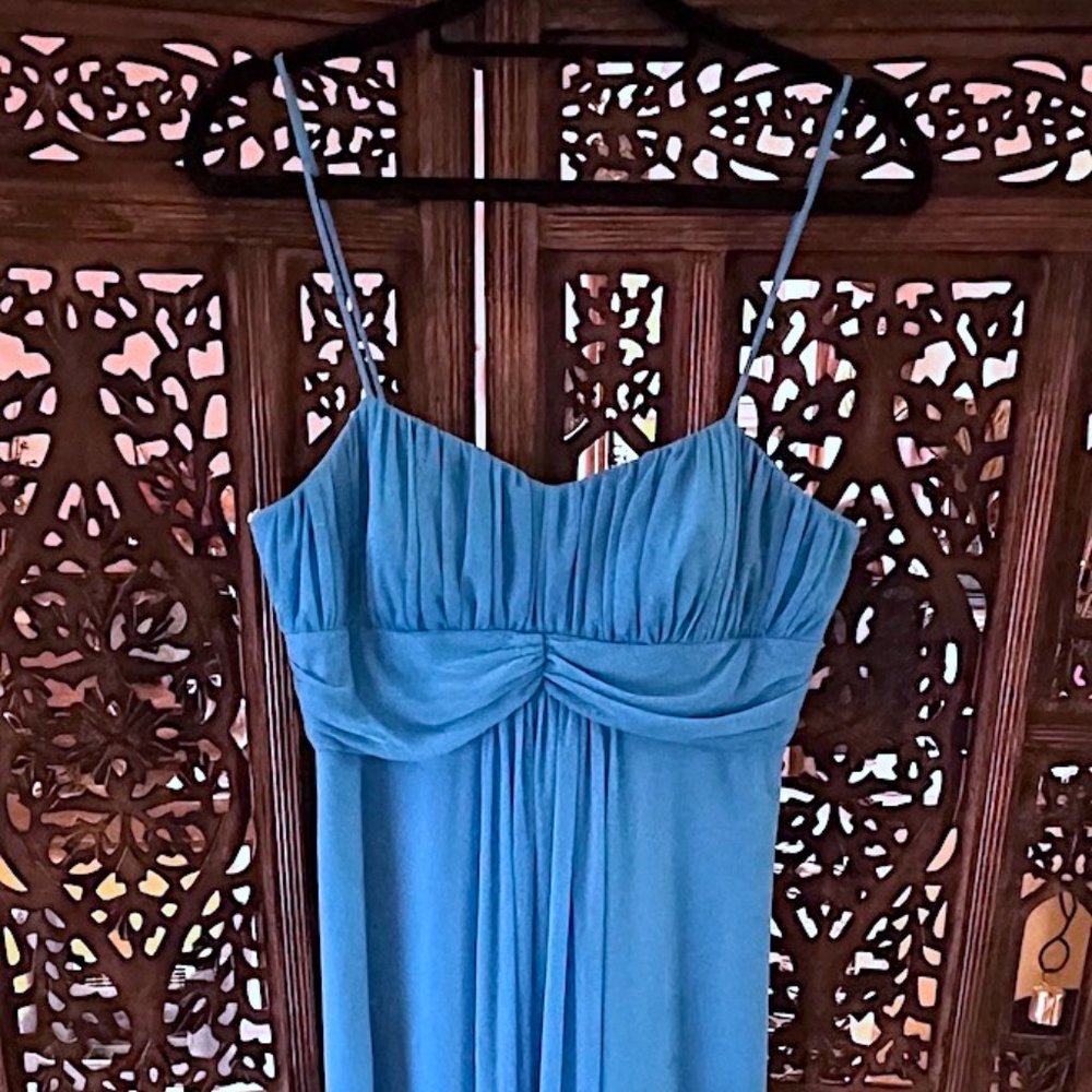 DOLLAR CERULEAN BLUE EMPIRE WAIST SPAGHETTI STRAP DRESS LARGE